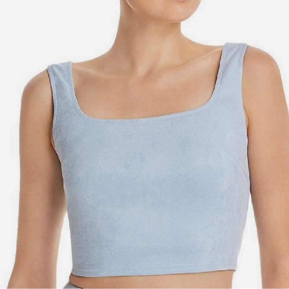 Aqua Faux Suede Crop Top